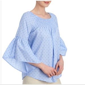 MELISSA PAIGE Print Pick Stitch Bell Sleeve Top